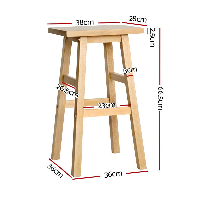 Avila Wooden Bar Stools Chairs Natural Colour x 2
