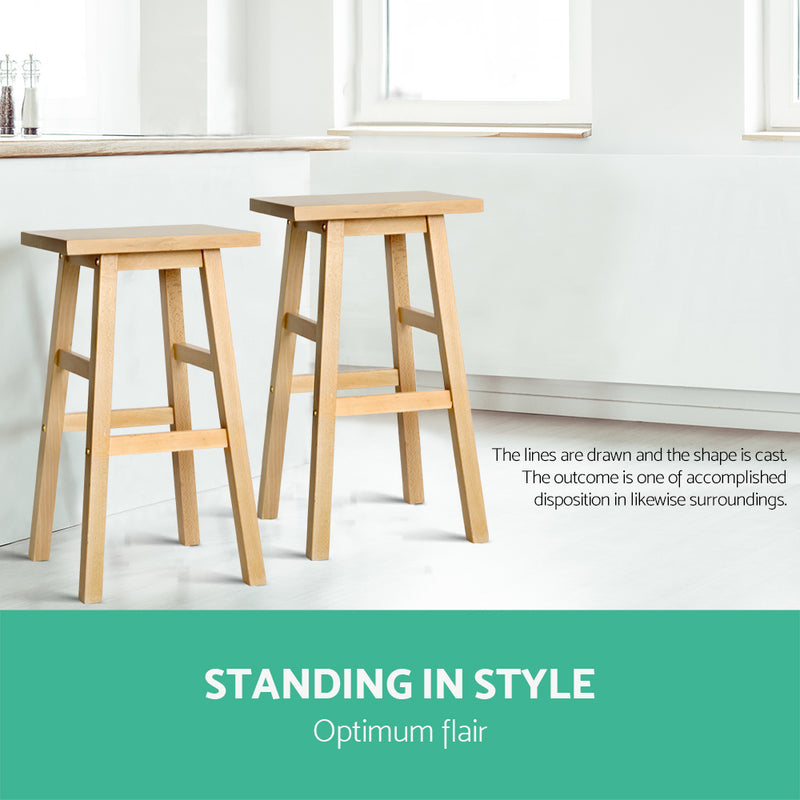 Avila Wooden Bar Stools Chairs Natural Colour x 2
