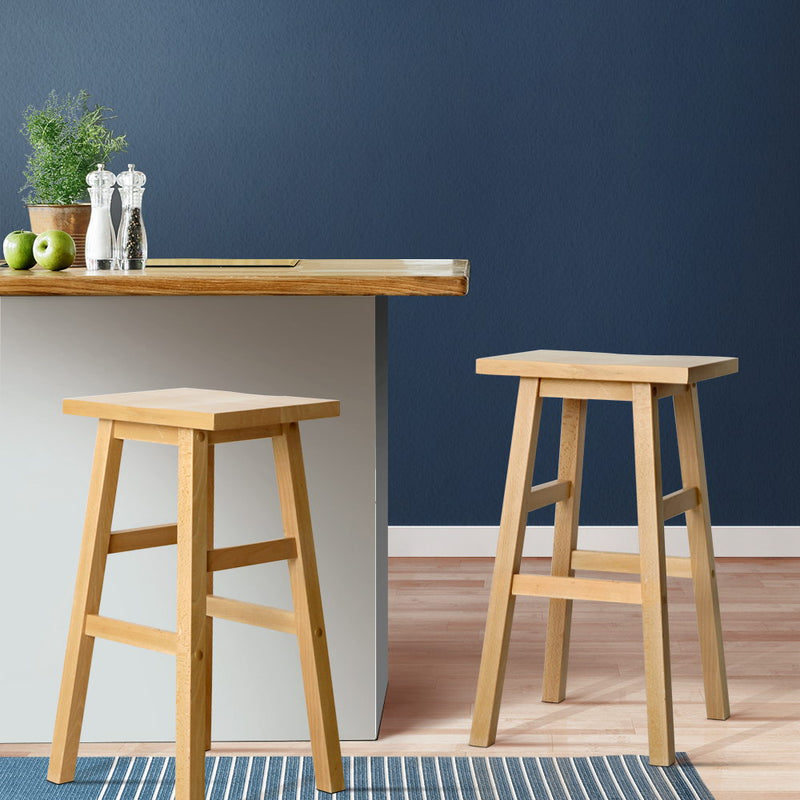 Avila Wooden Bar Stools Chairs Natural Colour x 2