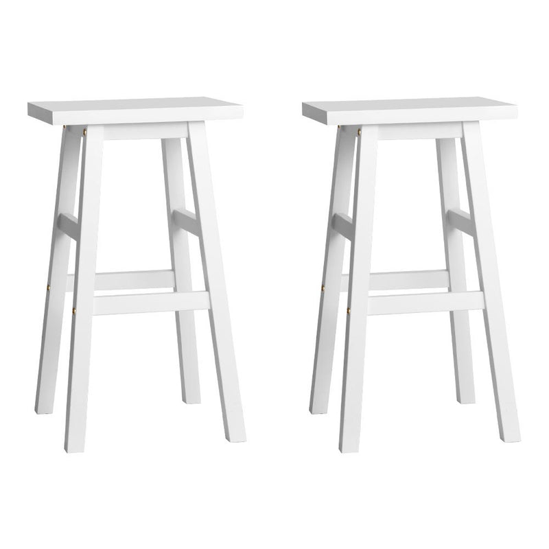 Avila Wooden Bar Stools Chairs White Colour x 2