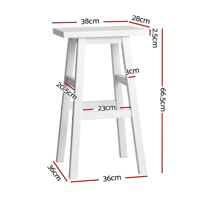 Avila Wooden Bar Stools Chairs White Colour x 2