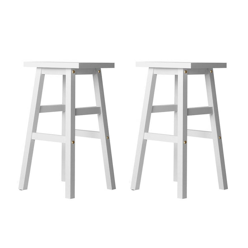 Avila Wooden Bar Stools Chairs White Colour x 2