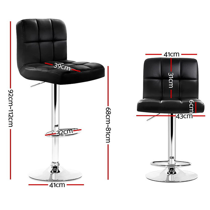 Soria Premium PU Leather Gas Lift Bar Stools x 4