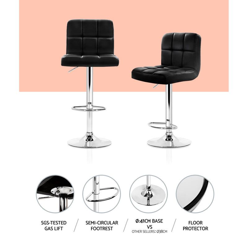 Soria Premium PU Leather Gas Lift Bar Stools x 4
