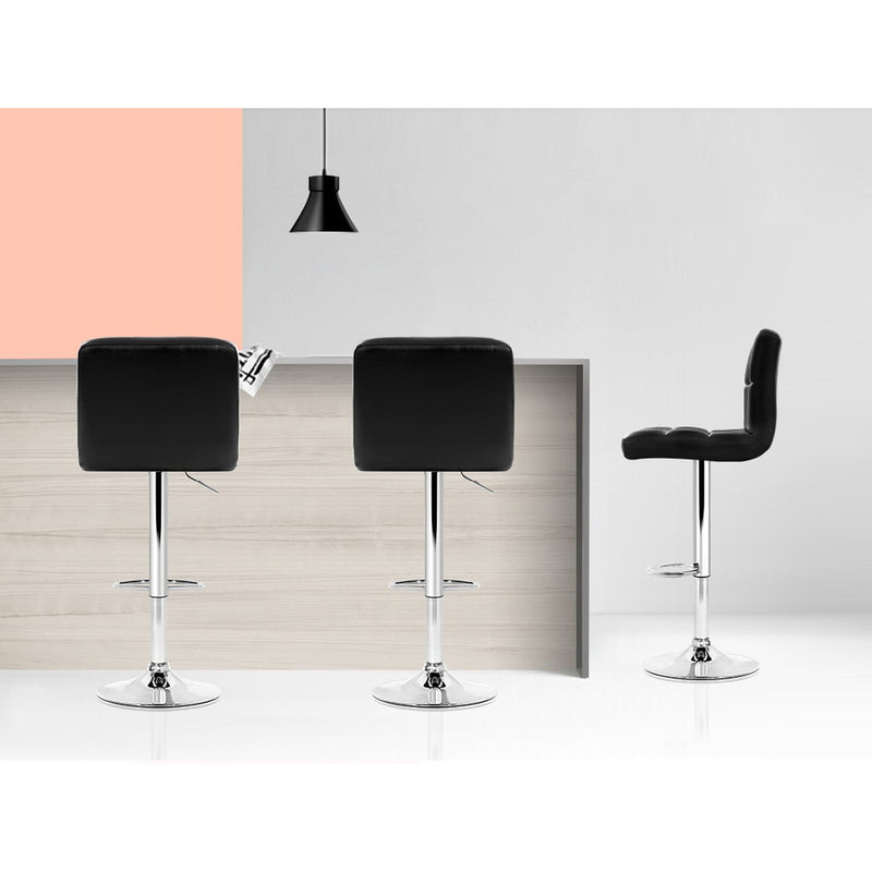 Soria Premium PU Leather Gas Lift Bar Stools x 4