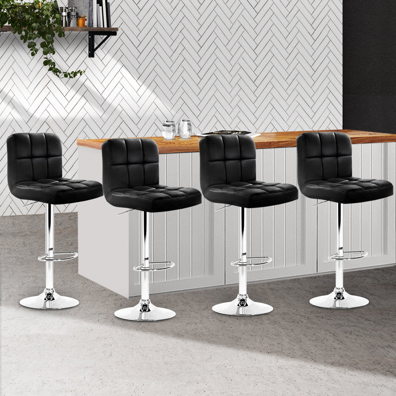 Soria Premium PU Leather Gas Lift Bar Stools x 4