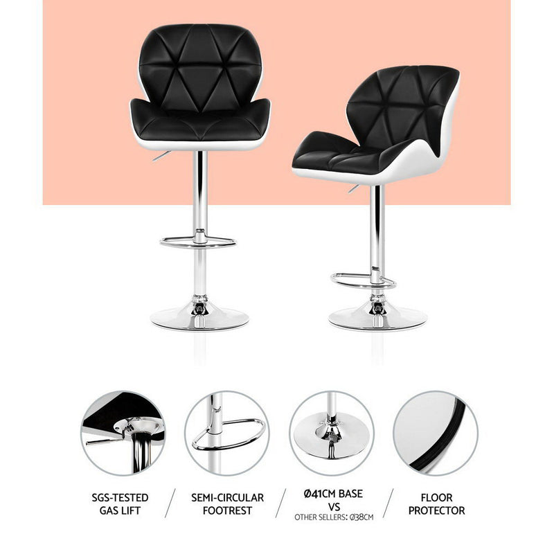 Bexley Gas Lift Premium PU Leather Bar Stools x 2