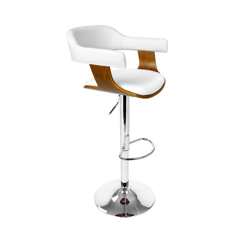 Leon Premium PU Leather Gas Lift Bar Stools - White