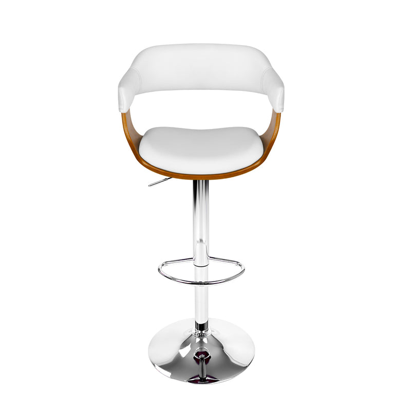 Leon Premium PU Leather Gas Lift Bar Stools - White