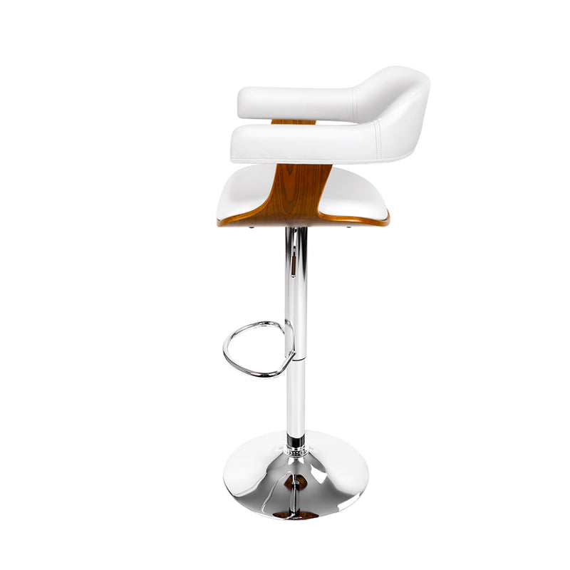 Leon Premium PU Leather Gas Lift Bar Stools - White
