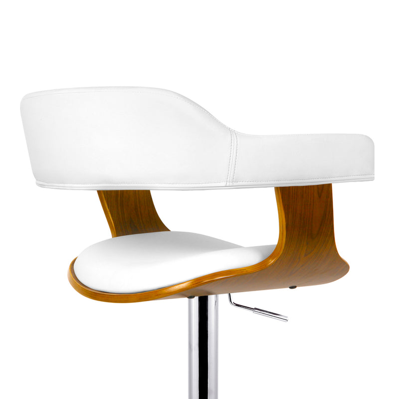 Leon Premium PU Leather Gas Lift Bar Stools - White