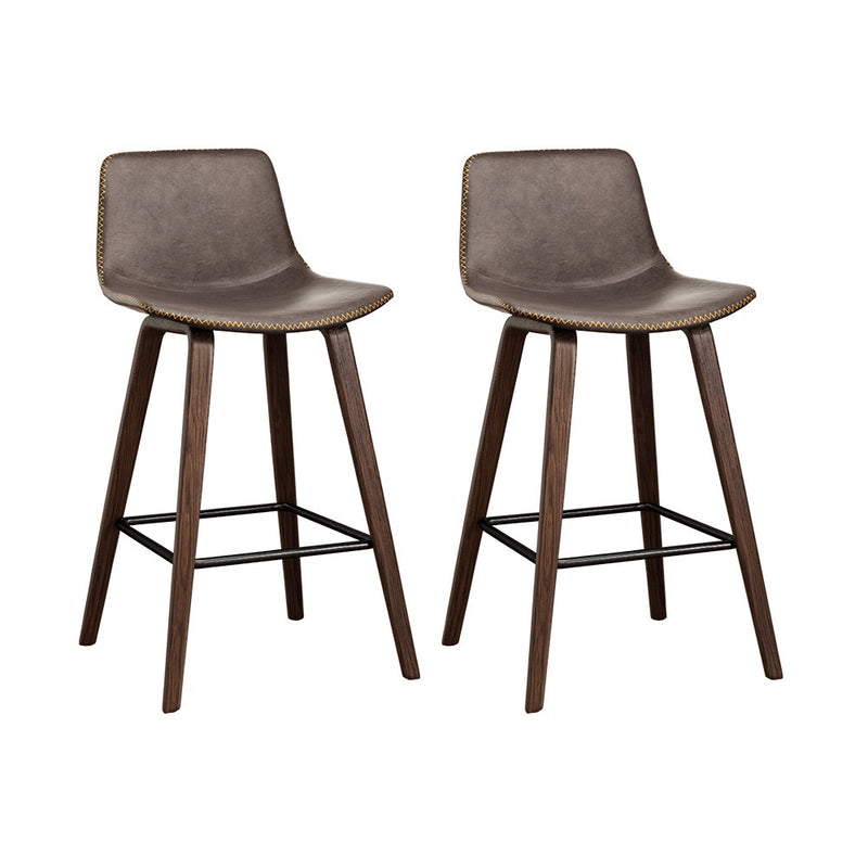 Jaen Premium PU Leather Wooden Barstools Chairs x 2