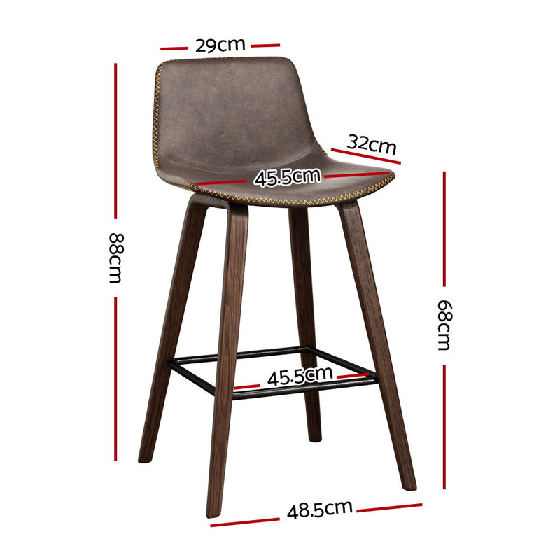 Jaen Premium PU Leather Wooden Barstools Chairs x 2