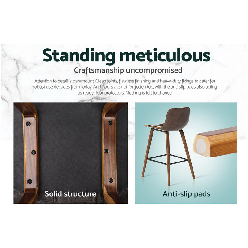 Jaen Premium PU Leather Wooden Barstools Chairs x 2