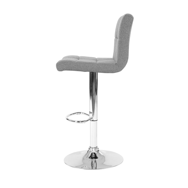 Lugo Premium Linen Fabric Gas Lift Bar Stools x 2