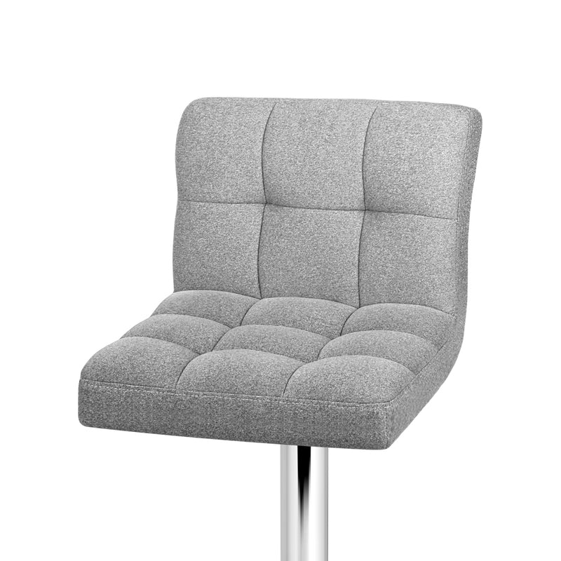 Lugo Premium Linen Fabric Gas Lift Bar Stools x 2