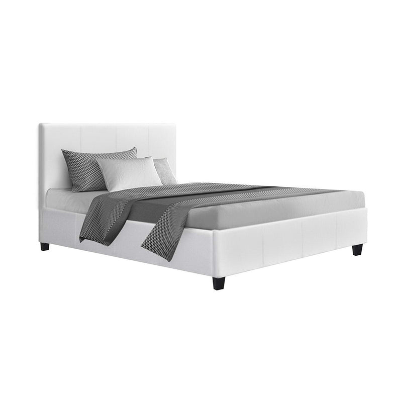 Turin White PU Leather Bed Frame -  King Single