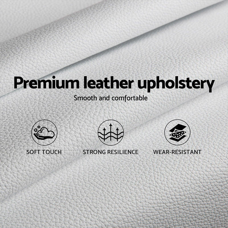 Turin White PU Leather Bed Frame -  King Single
