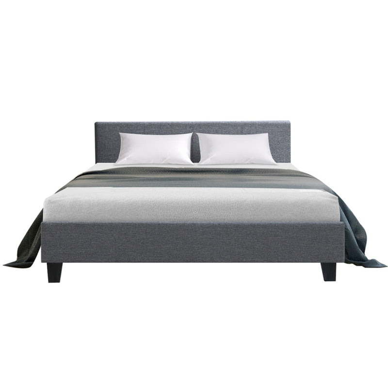 Lyon Premium Faux Linen Fabric Bed Frame - Queen Size