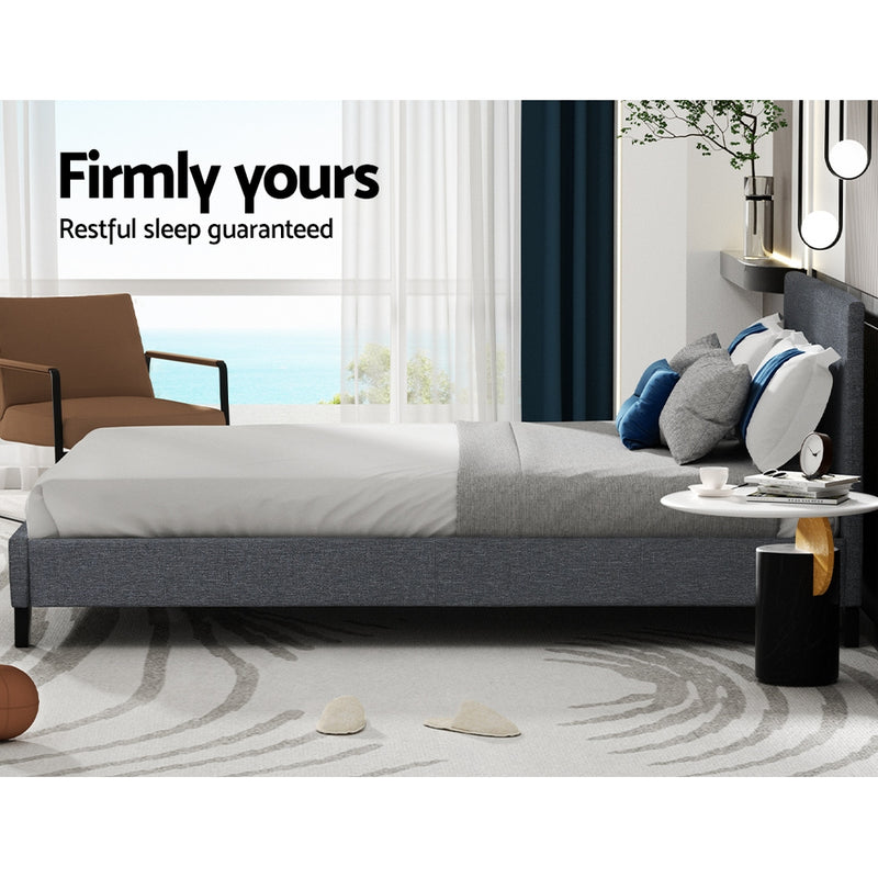 Lyon Premium Faux Linen Fabric Bed Frame - Queen Size