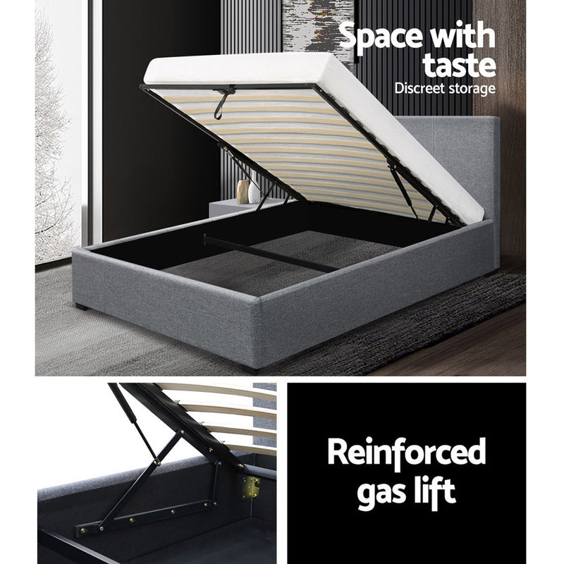 Rome Gas Lift Premium Fabric Bed Frame - King Single