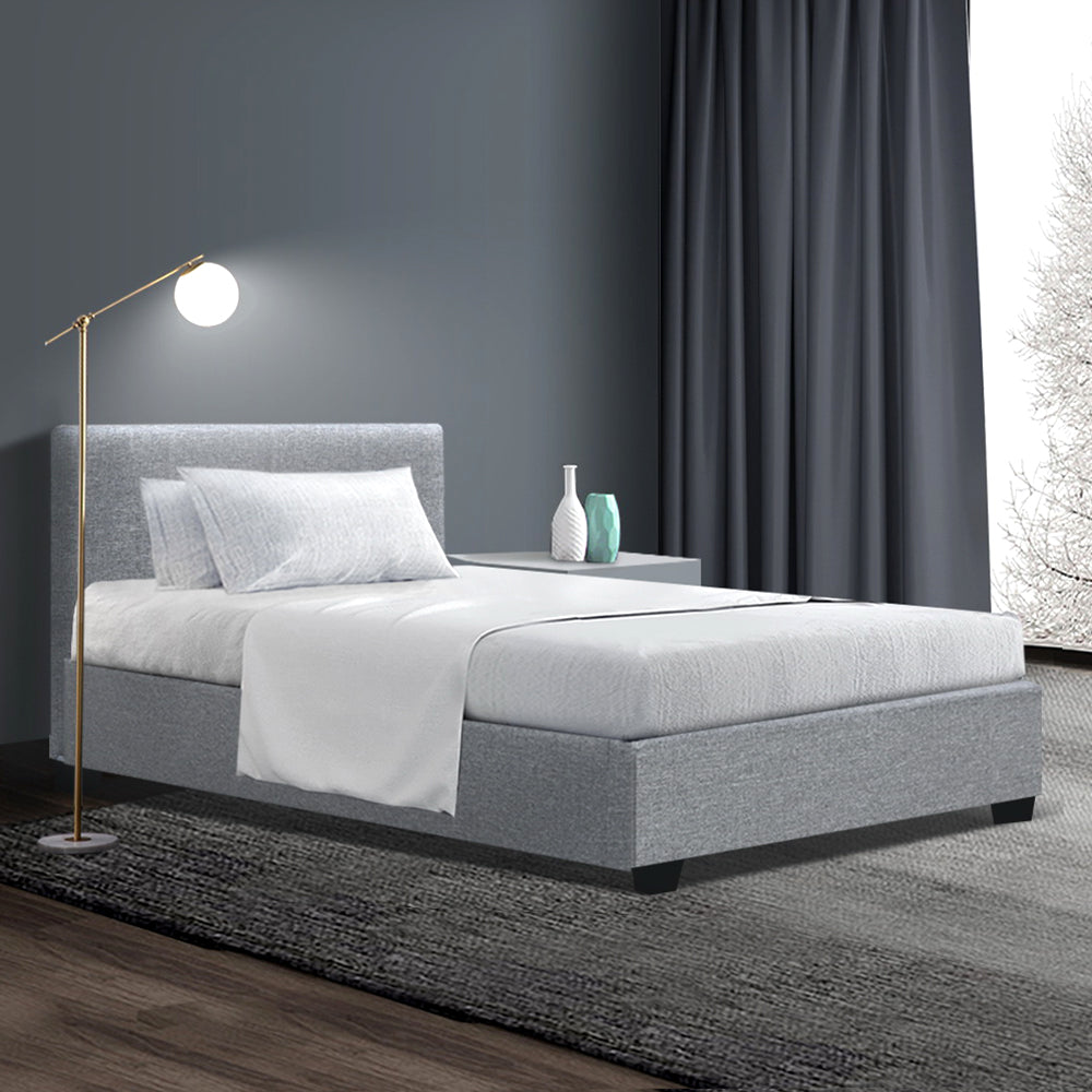 Rome Gas Lift Premium Fabric Bed Frame - King Single
