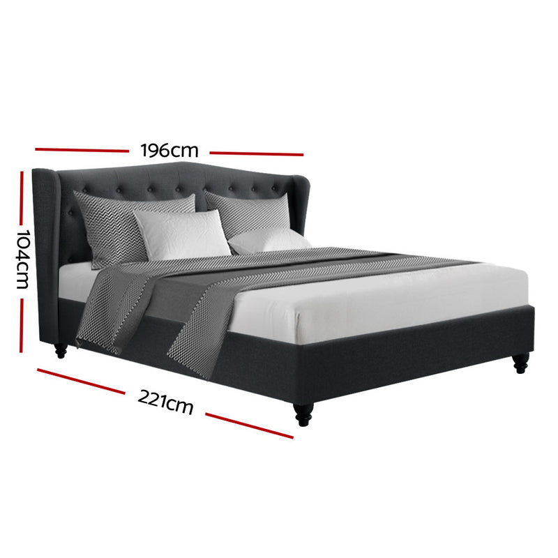 Montpellier Premium Faux Line Fabric Bed Frame - King Size
