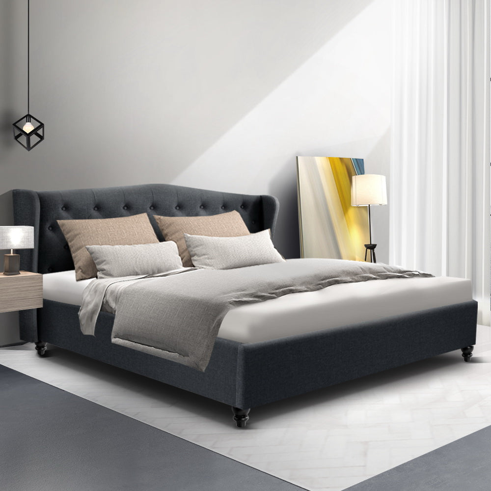 Montpellier Premium Faux Line Fabric Bed Frame - King Size