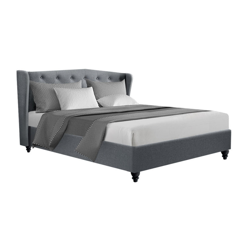 Nantes Premium Faux Linen Fabric Bed Frame - Queen Size