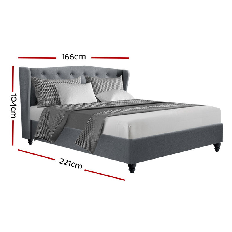 Nantes Premium Faux Linen Fabric Bed Frame - Queen Size