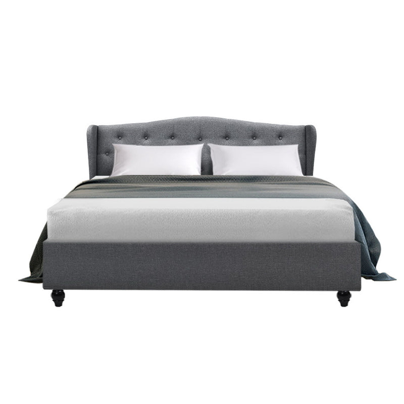 Nantes Premium Faux Linen Fabric Bed Frame - Queen Size