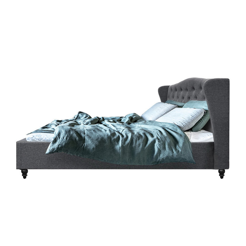 Nantes Premium Faux Linen Fabric Bed Frame - Queen Size