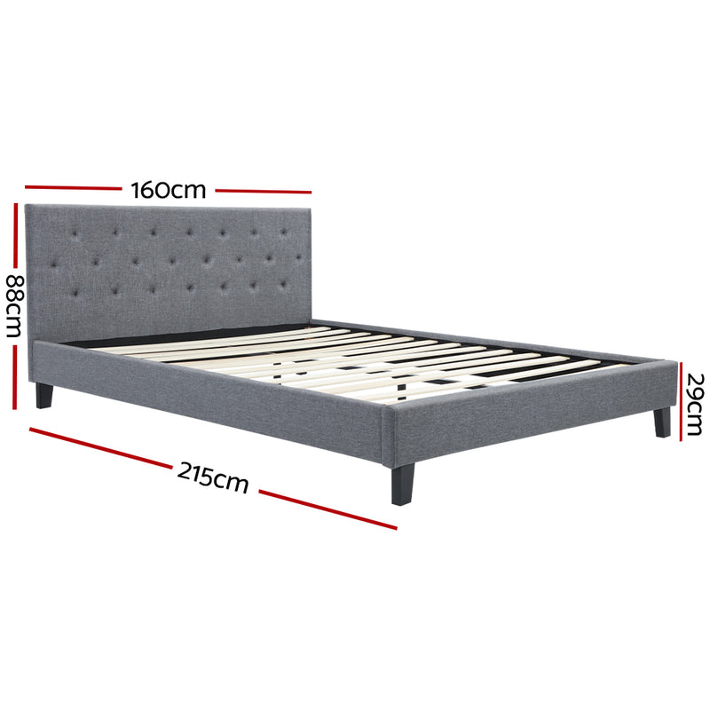 Cadiz Fabric Bed Frame Queen Size - Grey