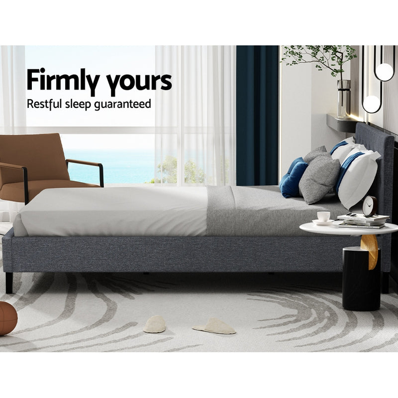 Cadiz Fabric Bed Frame Queen Size - Grey