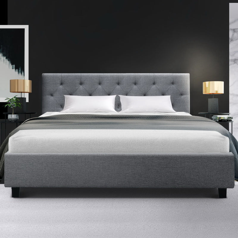 Cadiz Fabric Bed Frame Queen Size - Grey