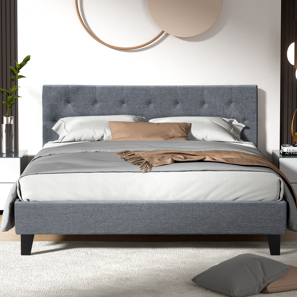 Cadiz Fabric Bed Frame Queen Size - Grey 