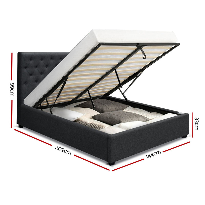 Lisbon Premium Fabric Gas Lift Bed Frame - Double Size