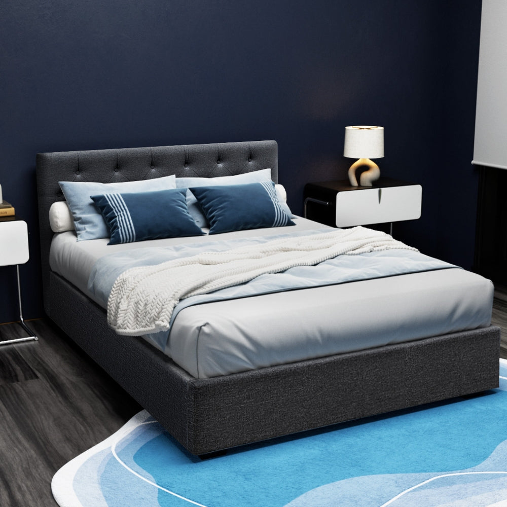 Lisbon Premium Fabric Gas Lift Bed Frame - Double Size