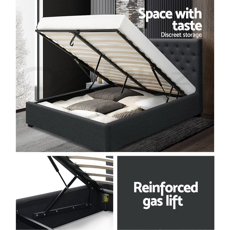 Lisbon Premium Fabric Gas Lift Bed Frame - Double Size