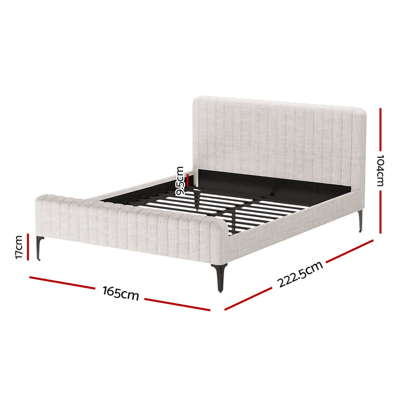 Verona Premium Beige Fabric Bed Frame - Queen Size