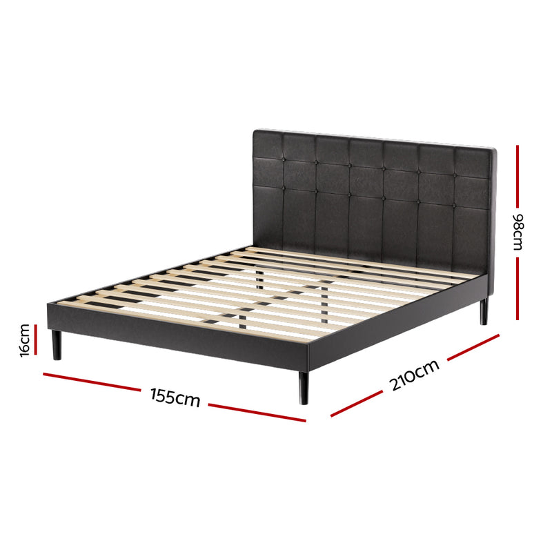 Milan Premium PVC leather with LED Lights Bed Frame - Queen Size