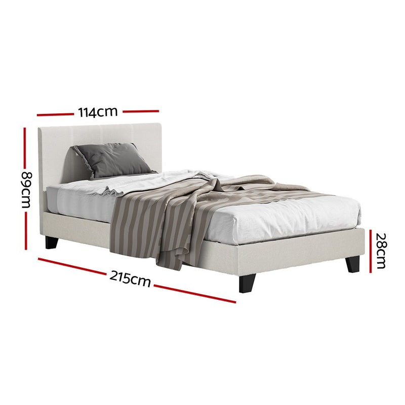 Chicago Premium Fabric Bed Frame - King Single