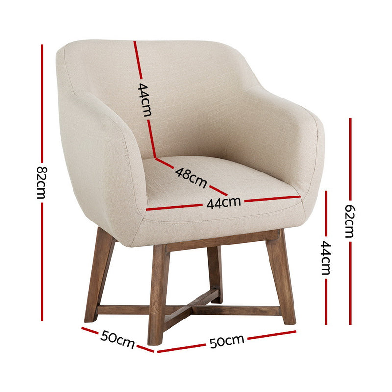Moer Premium Fabric Tub Lounge Armchair - Beige