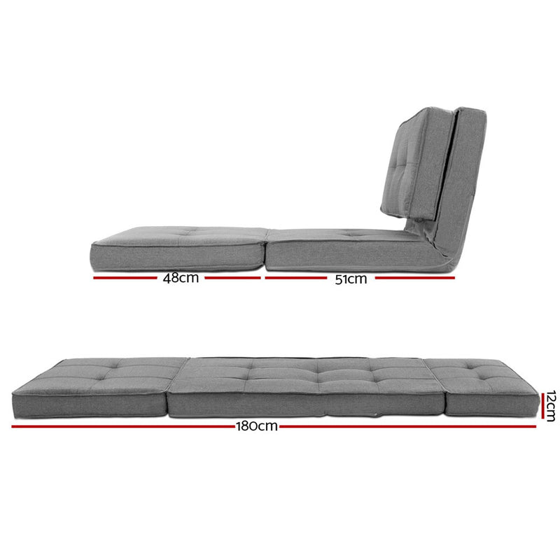 Barby Floor Lounge Single Sofa Bed Grey Fabric