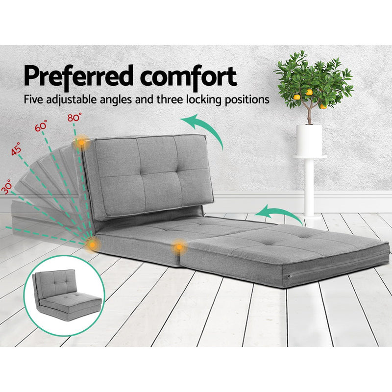 Barby Floor Lounge Single Sofa Bed Grey Fabric