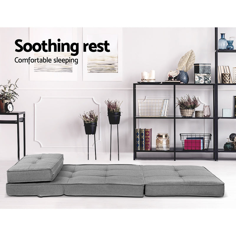 Barby Floor Lounge Single Sofa Bed Grey Fabric