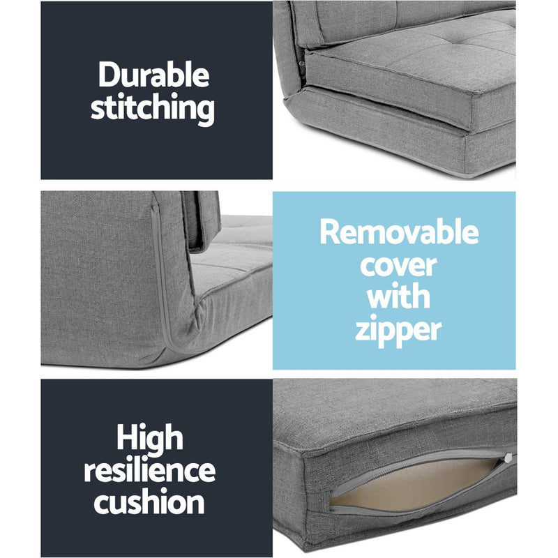 Barby Floor Lounge Single Sofa Bed Grey Fabric