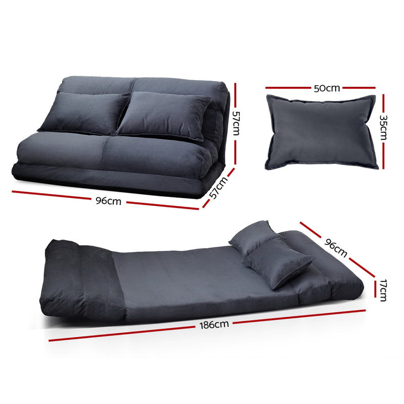 Ely 2-Seater Floor Lounge Sofa Bed - Charcoal