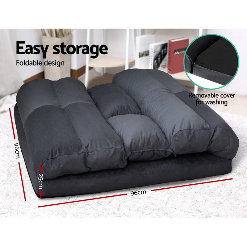 Ely 2-Seater Floor Lounge Sofa Bed - Charcoal