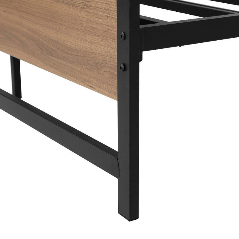 Naples Metal Bed Frame with Wooden Headboard - Double Size
